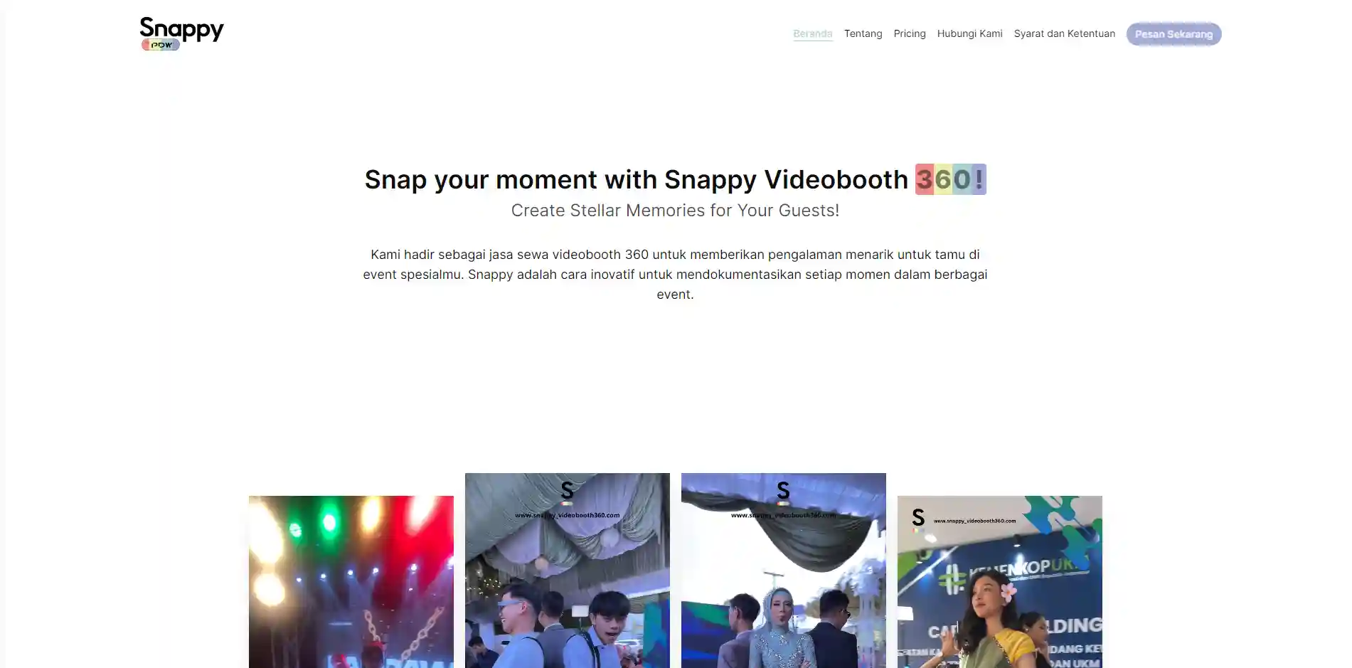 banner Snappy Videobooth 360 Landing Page